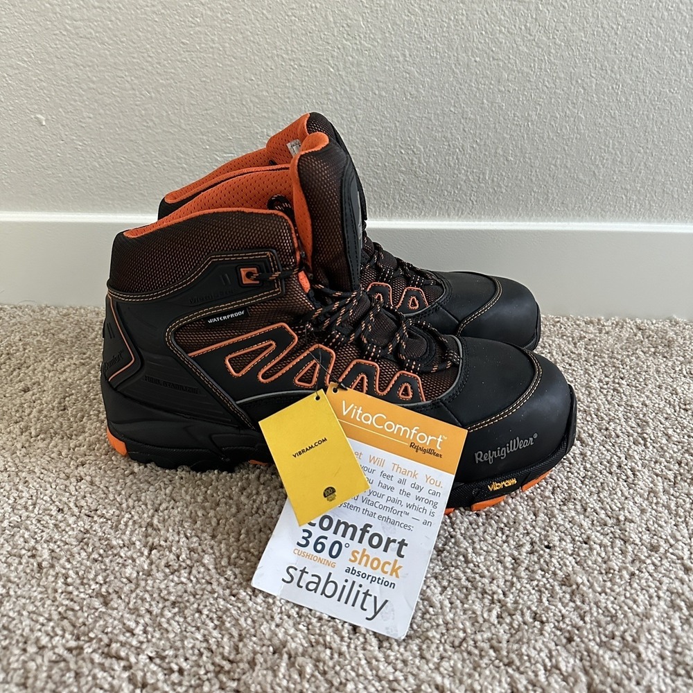 RefrigiWear 1240CR Work Boots Mens 13 Black Waterproof Composite Toe Vibram